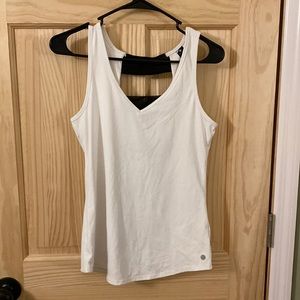 V neck yoga shirt.  Back has exposure